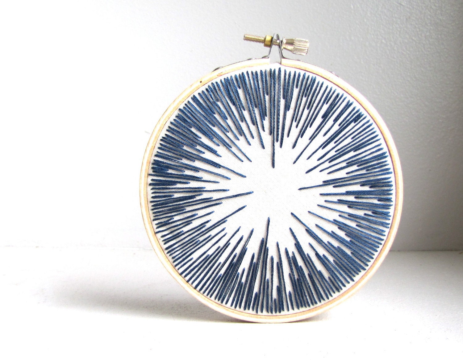 MADE TO ORDER Gradient - Hand Embroidered Art - Navy Ecru