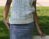 ROCK out  -  vtg 80s GLITTER Print Sleeveless Knit Sweater Vest  -  L / XL