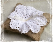 Lace And Burlap Ring Bearer Pillow - Spring Summer Fall Winter Wedding - Rustic Vintage Weddings - Romantic, Old Fashioned, Charming