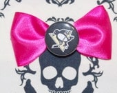 PITTSBURGH PENGUINS hot pink satin hair bow