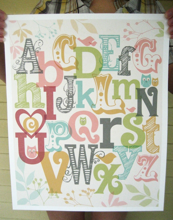 Owls & Birds Alphabet Poster - Girl