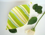 Rose leaf fabric bowl in Green Stripes--Reversible by evLien Designs