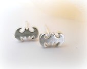 Baby Bat silver Earrings - The dark knight rises earrings - Halloween bat earrings