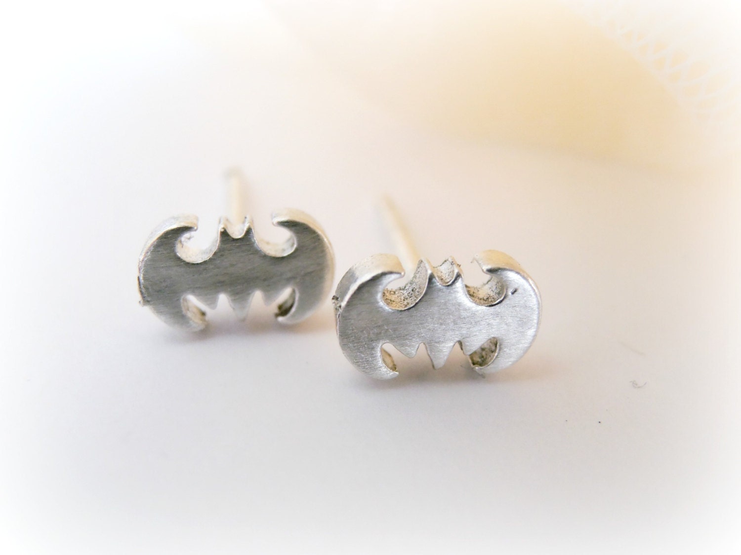 Baby Bat silver Earrings - The dark knight rises earrings - Halloween bat earrings