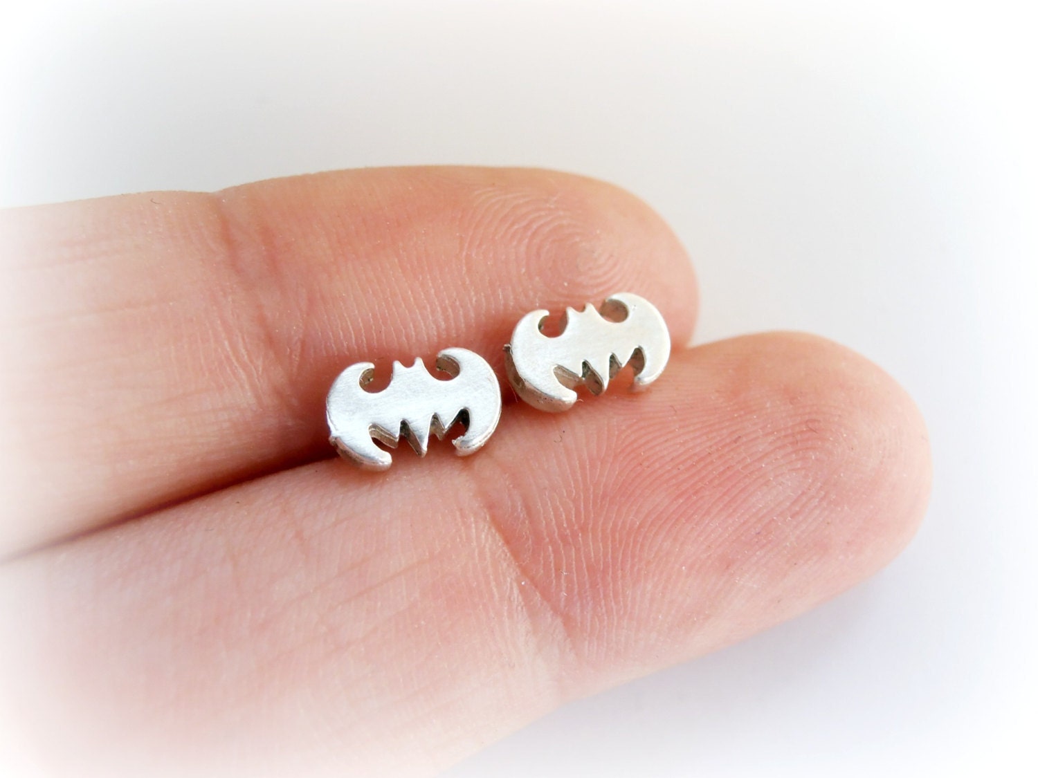 Baby Bat silver Earrings - The dark knight rises earrings - Halloween bat earrings