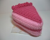 Cake Slice, Double Layer Strawberry, Crochet Play Food