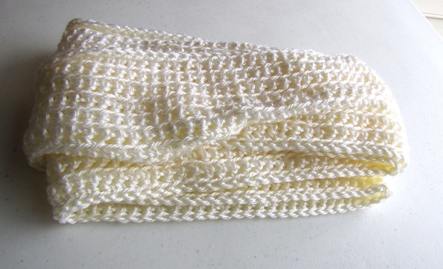 Skinny Cream Crocheted Scarf