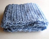 Light and Dark Blue Crocheted Scarf
