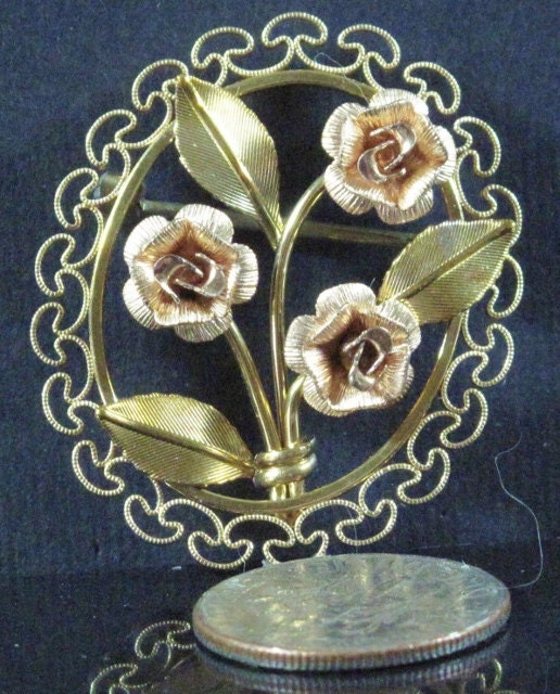 Vintage 14K Gold Overlay Brooch