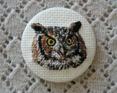 Needlepoint Owl Beast Button
