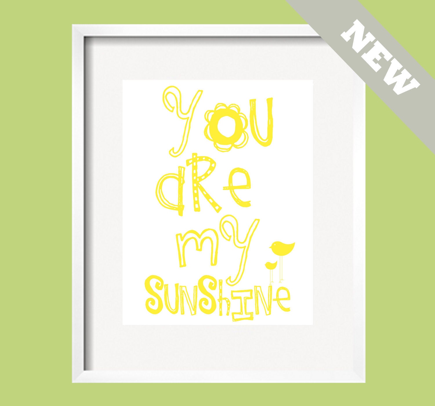 You Are My Sunshine  Whimsical Art Print  5x7