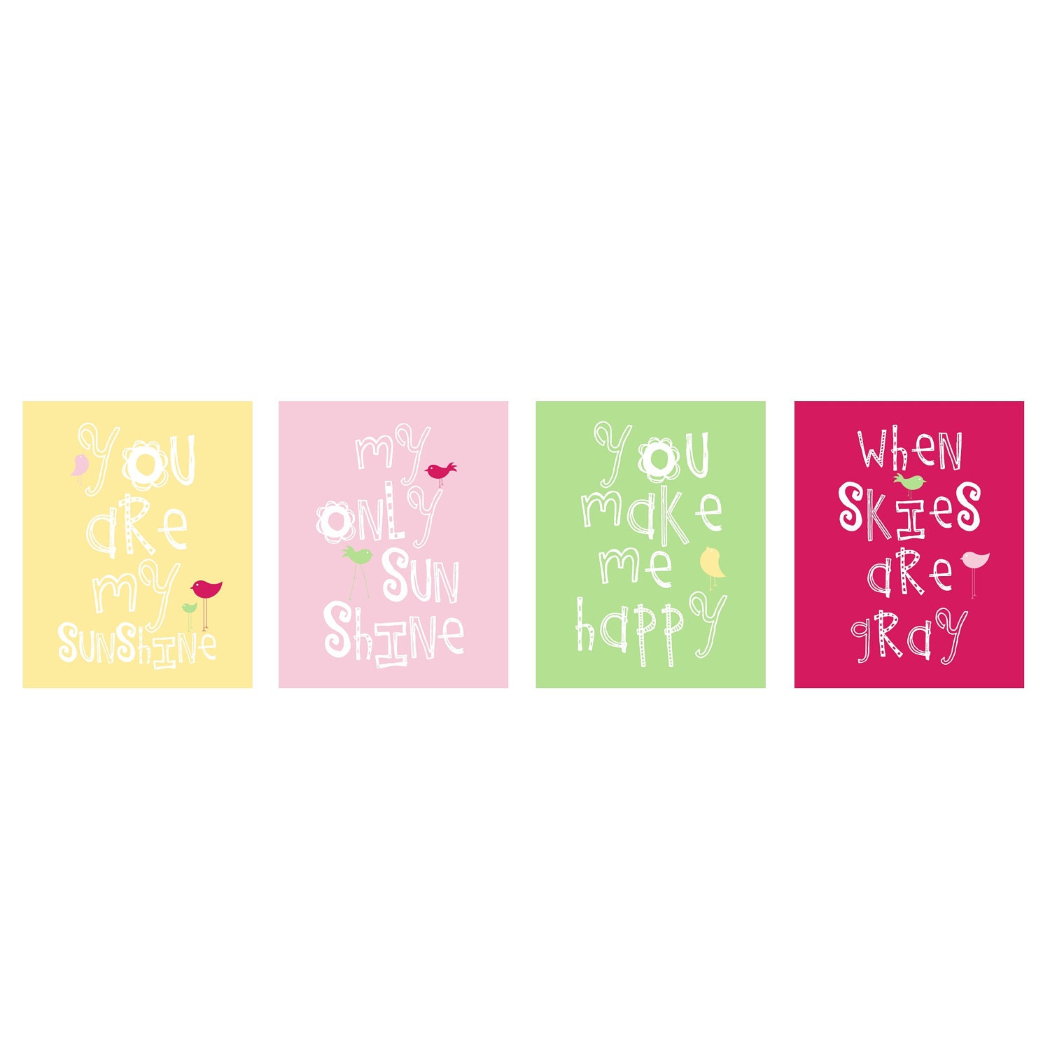 You Are My Sunshine  My only Sunshine 4 pc Art Print Set 8x10 in pastel colors by YassisPlace