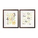 16x20 Numbers and Alphabet Duo print Set Children's Art Print in Orange, Tan, Green and Brown