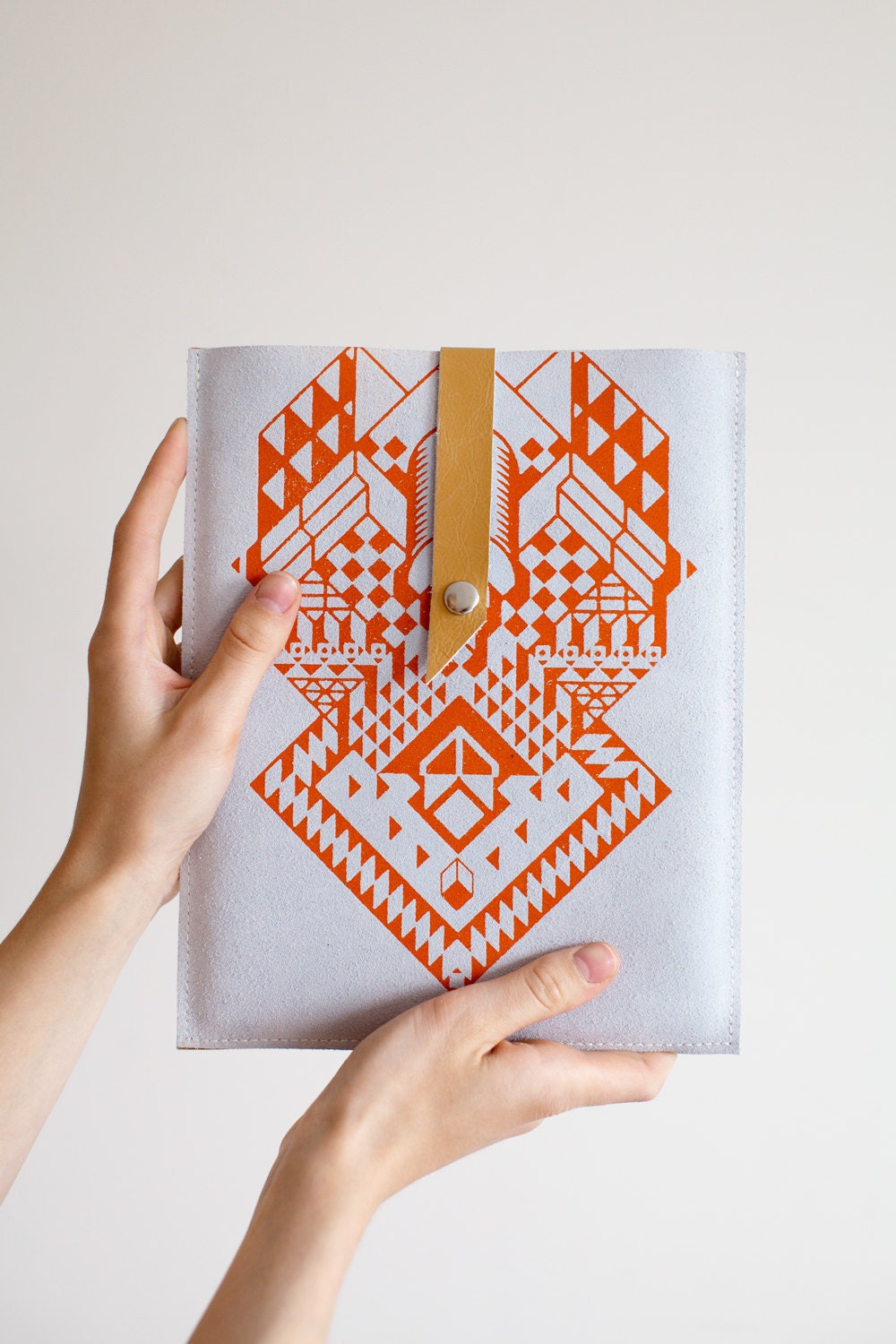 iPad CASE Geometrical Illusion Leather Suede Tangerine No. IC-301