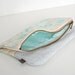 Triangle Printed Leather-Suede Pouch Aqua No. ZP-602