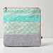 Triangle Printed Leather-Suede Pouch Aqua No. ZP-602