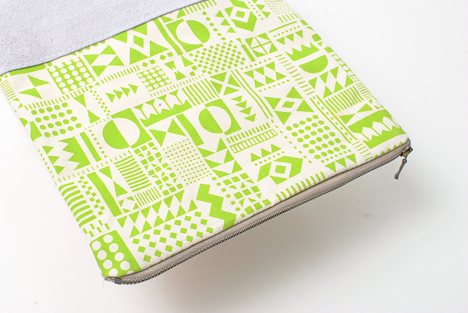 Geometric Pattern Leather Pouch neon lemon No. ZP-303