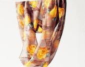 CLEARANCE Yellow Flowers Loop Circle Scarf infinity
