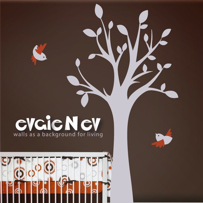 Children Wall Decal Wall Sticker - Tree with Birds Birdland - TRBL020L