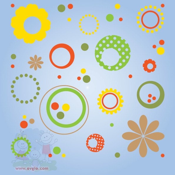 Children Wall Decal - Polka Dot Flowers - MDFD010
