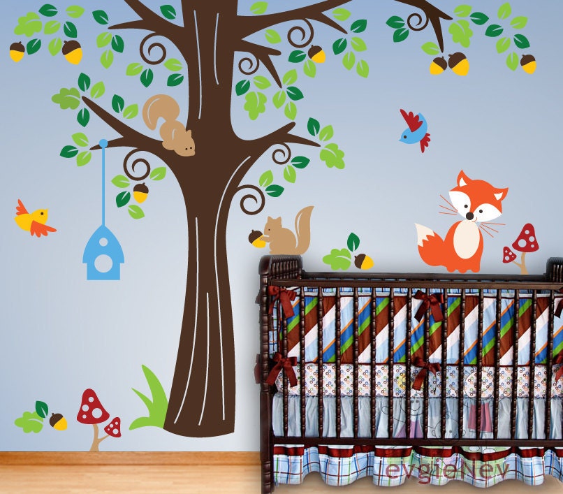 Nursery Kids Removable Wall Vinyl Decal - Animals in the Wood Wall Sticker - Decal For Kids -  PLFR010R
