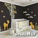 Children Wall Sticker Wall Decal For Nursery - Bear with Bambi Baby Deer, Squirrels and Birds - PLWD030