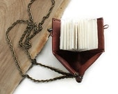 Book necklace "Wisdom Keeper" wearable journal, medieval girdle style book in brown leather, antique buttons