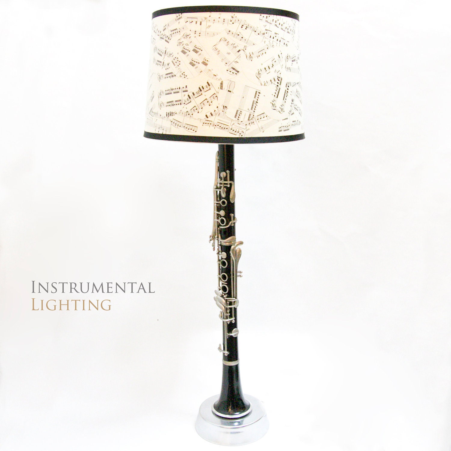 Clarinet Lamp & Sheet Music Lamp Shade - satin nickel base