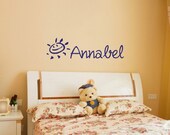 Wall Decal Happy Smiling Sun and Custom Name