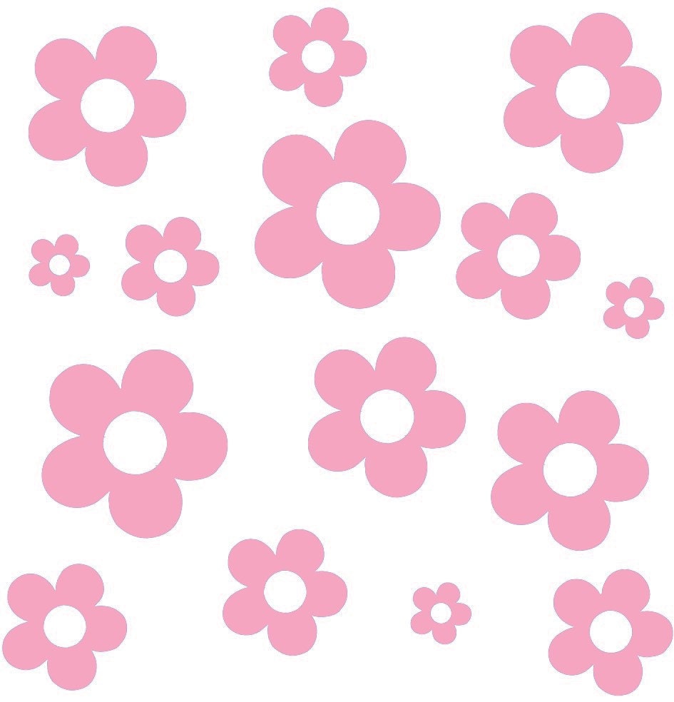 Wall Vinyl Decals - Set of 65 Wall flowers - Wall Art