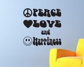 Wall Decal Peace, Love and Happiness