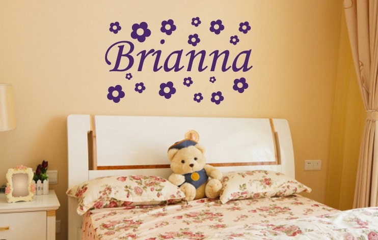 Wall Decal Wall Flowers with Personalized Name