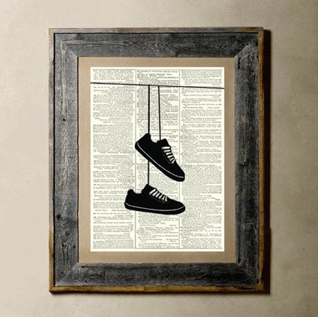 Shoe Tossing - Printed on a Vintage Dictionary Page 8X10