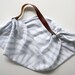 Black Friday -10% Sale Grey Stripe Furoshiki & Brown Leather Carry Strap for Bag Set