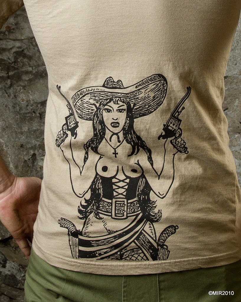 SH114 - Western Girl / Military Surplus T-Shirt / SM-2XL / Olive, Tan, Brown, Navy - Free Shipping