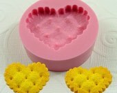 Large Heart Cracker Flexible Mini Mold/Mould (26mm) for Crafts, Jewelry, Scrapbooking, Miniature Food (soap, resin, pmc, polymer clay) (158)