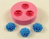 Chrysanthemum Mum Cabochon 3 Cavity Flexible Silicone Mold/Mould (15mm) for Crafts, Jewelry, Scrapbooking, (resin,  pmc, polymer clay (204)
