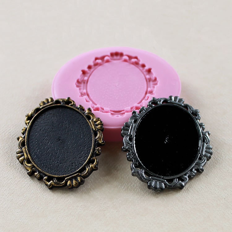 Cabochon Frame Setting Flexible Silicone Mold/Mould for Crafts, Jewelry, Scrapbooking, (resin, pmc, polymer clay) (284)