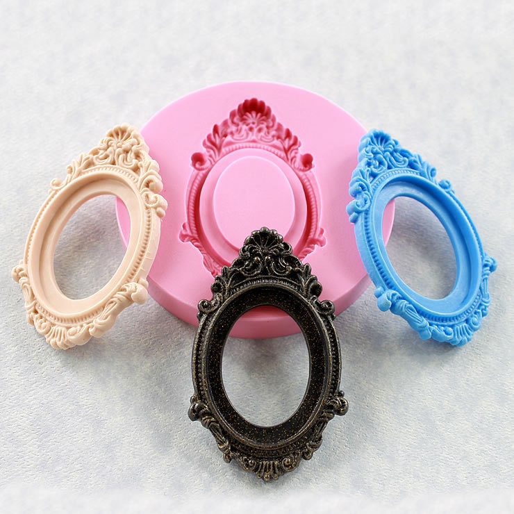 Cameo Setting Frame Silicone Mold Resin Polymer Clay Chocolate Fondant Jewelry Cabochon (303)