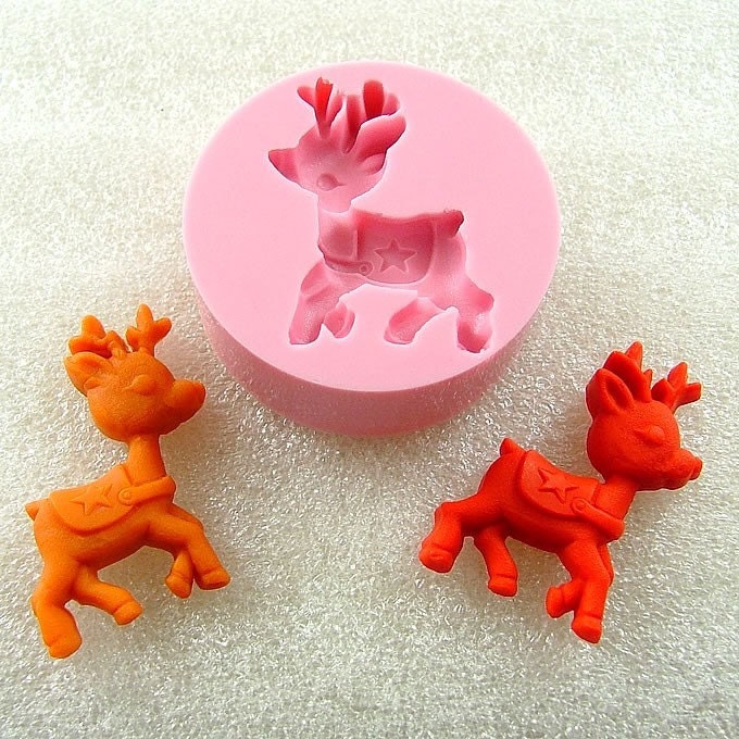 Woodland Deer Mold Flexible Silicone Mould Resin Polymer Clay Reindeer Scrapbooking Embellishment (107)