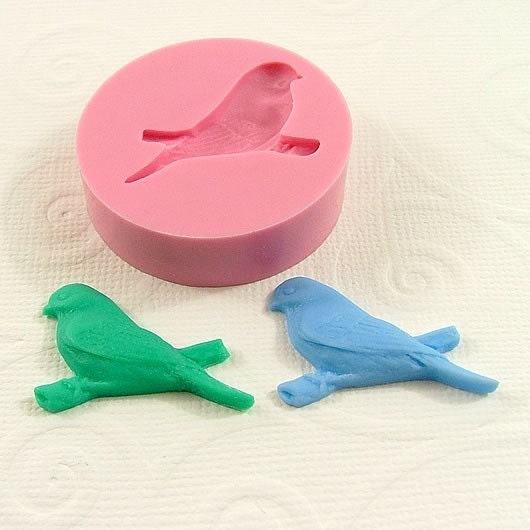 Bird on a Branch Flexible Mini Mold/Mould (26mm) for Crafts, Jewelry, Scrapbooking (resin, pmc, polymer clay) (173)