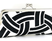 Black and White Geometric Clutch Handbag