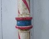 Handcrafted Circa 1890 Wooden Barber Pole Replica
