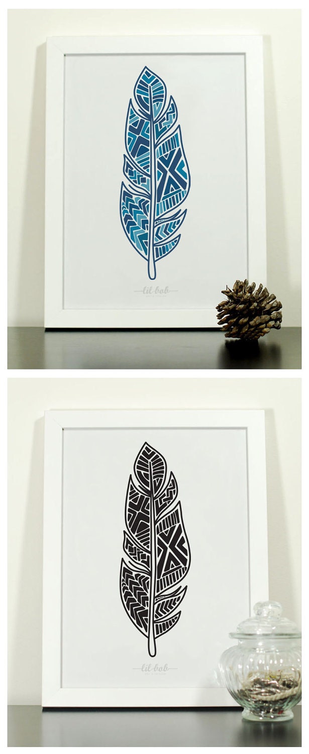 Tribal Feather Illustration Print