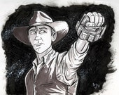 Cowboys and Aliens pen and ink