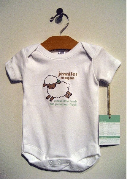 Custom Lamb Onesie Baby Announcement / Gift