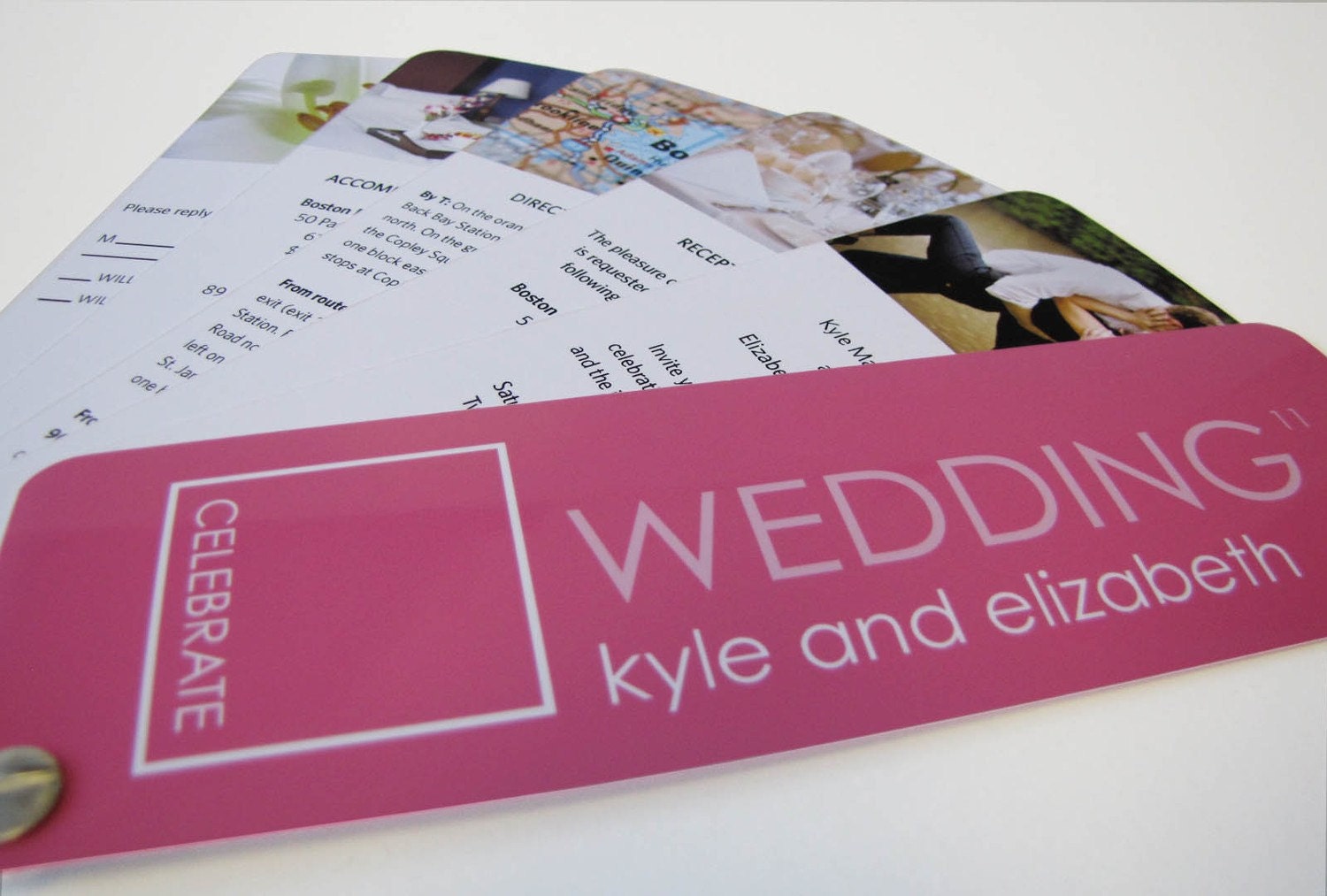 Unique Honeysuckle Pink Swatchbook Wedding Invitation Sample