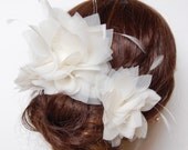 Double Tiger Lily Organza and Feather Flower Fascinator : F001 made to order