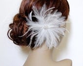 White Wine Spritzer Feather Flower Fascinator : F012 made to order
