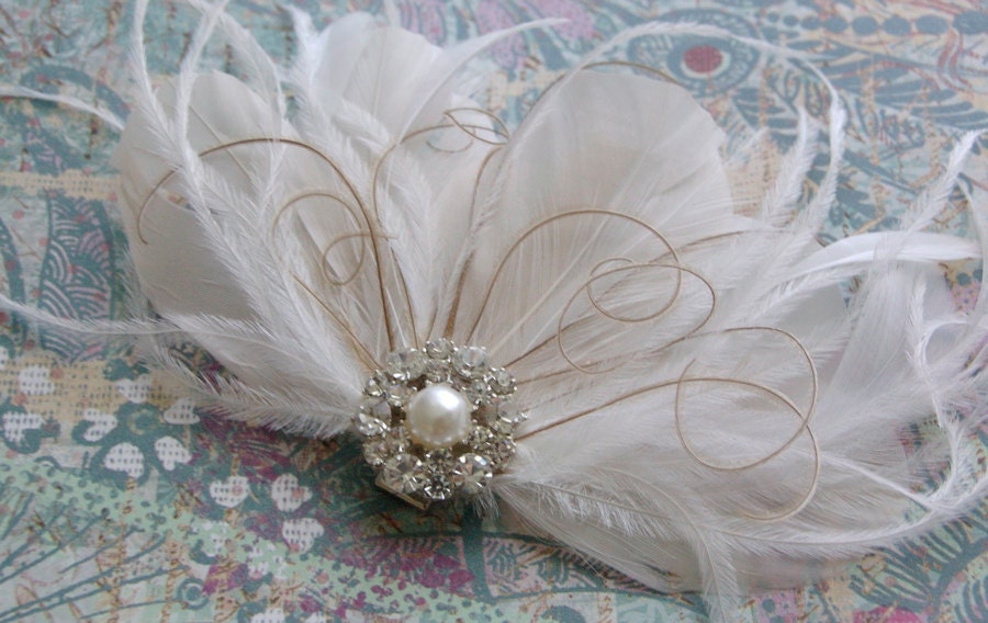 White Chocolate Martini Feather Fascinator : F029 made to order